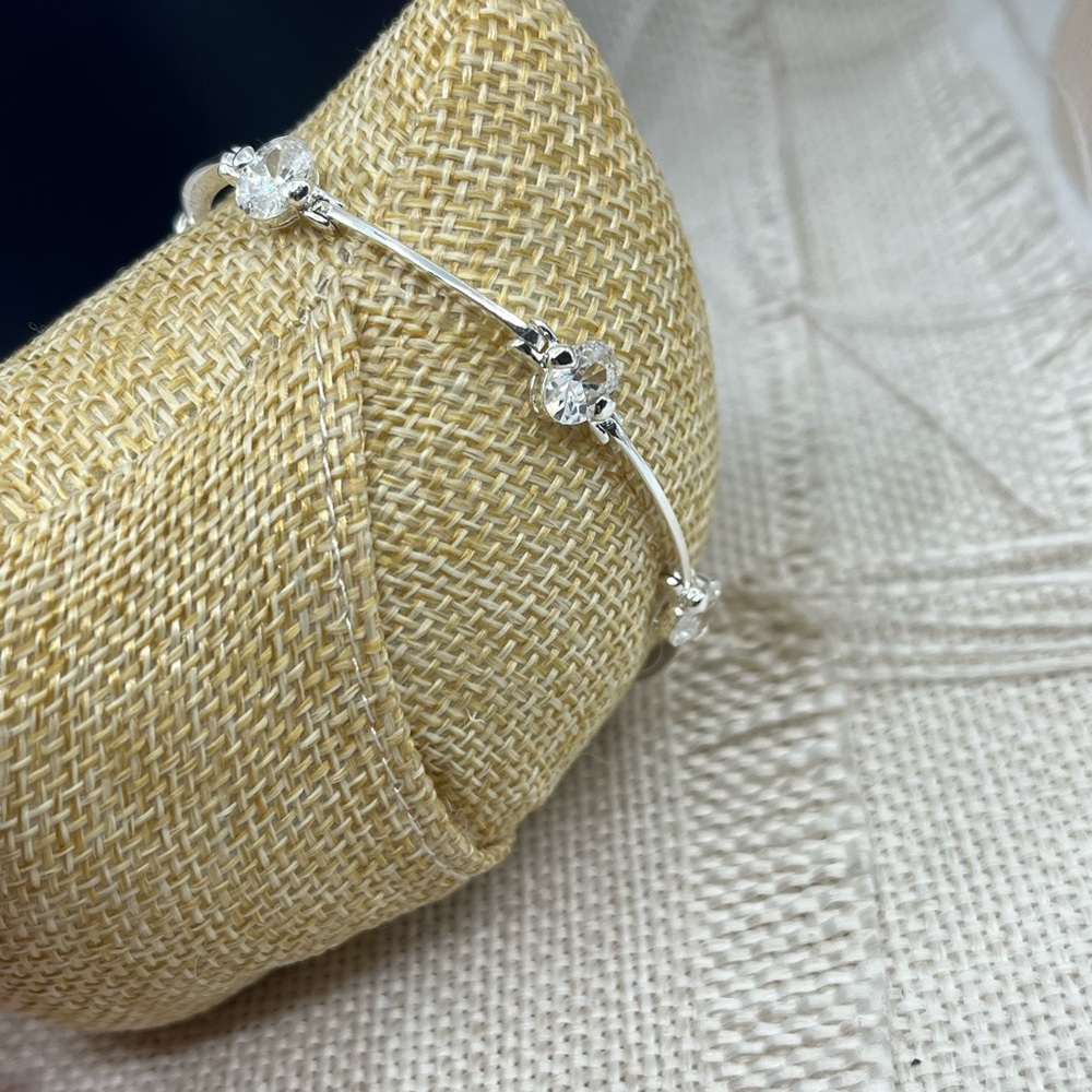 Vintage Sterling Silver CZ Link Bracelet – 925 Stamped – 7"-7.25", 8g - Picture 14 of 17